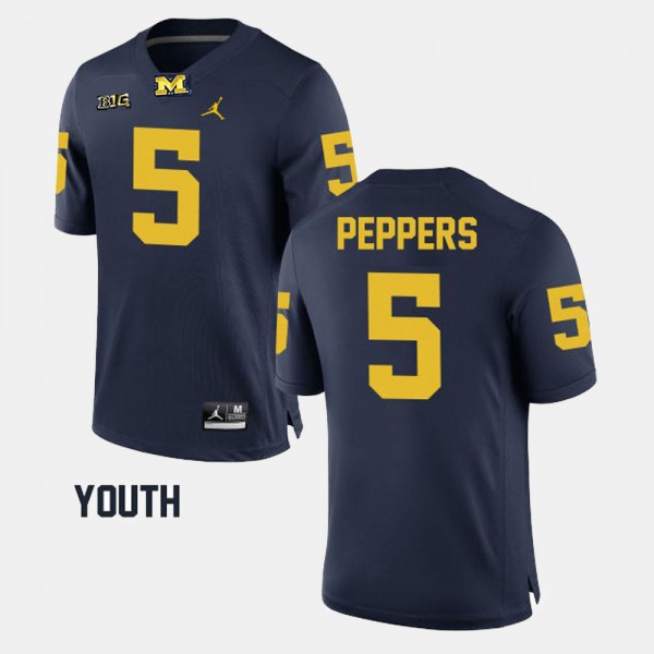 Michigan #5 Kids Jabrill Peppers Jersey Navy Stitched Alumni Football Game